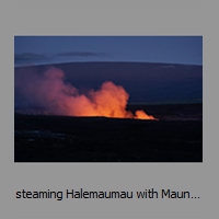 steaming Halemaumau with Mauna Loa behind